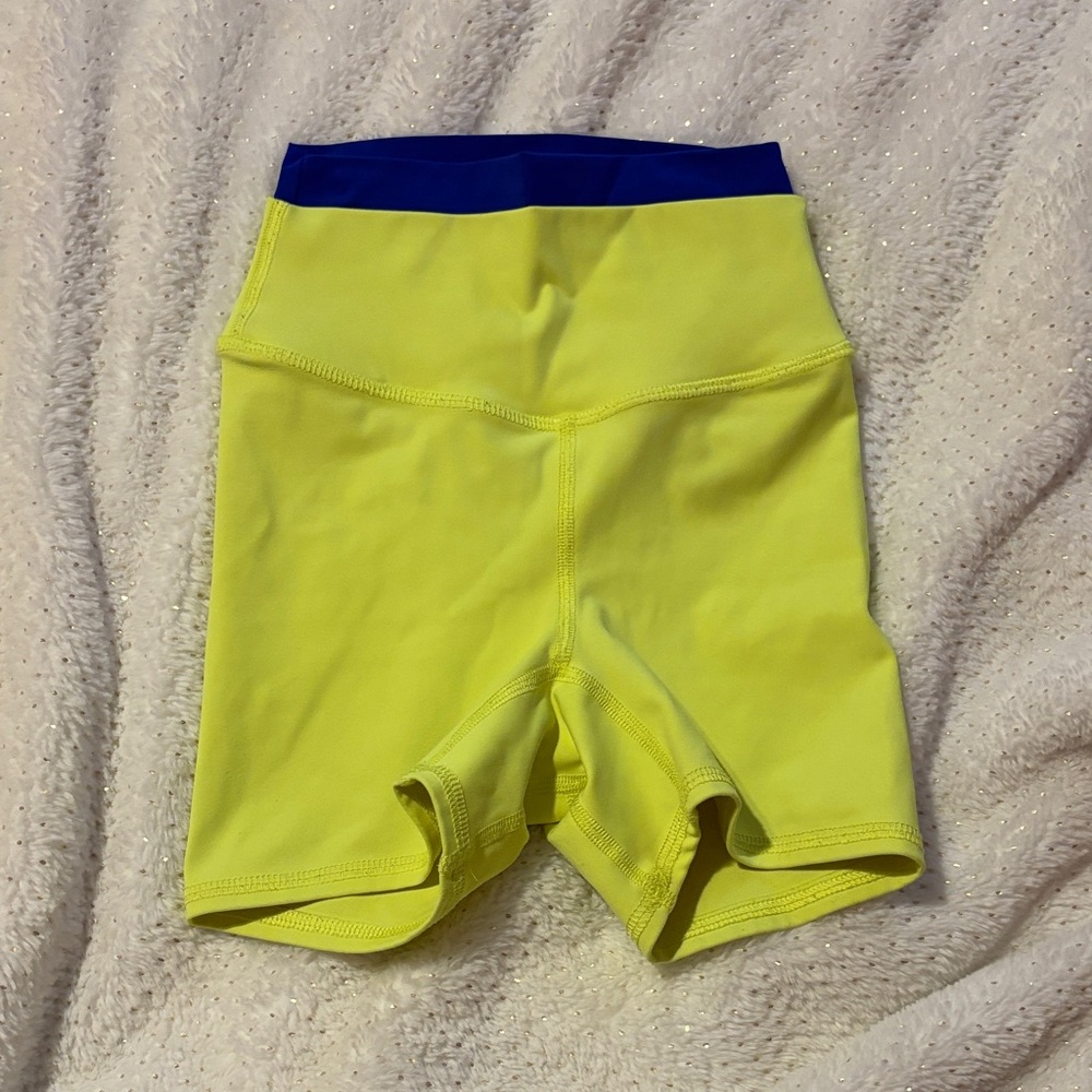 Yellow and Blue Athletic Shorts five the label